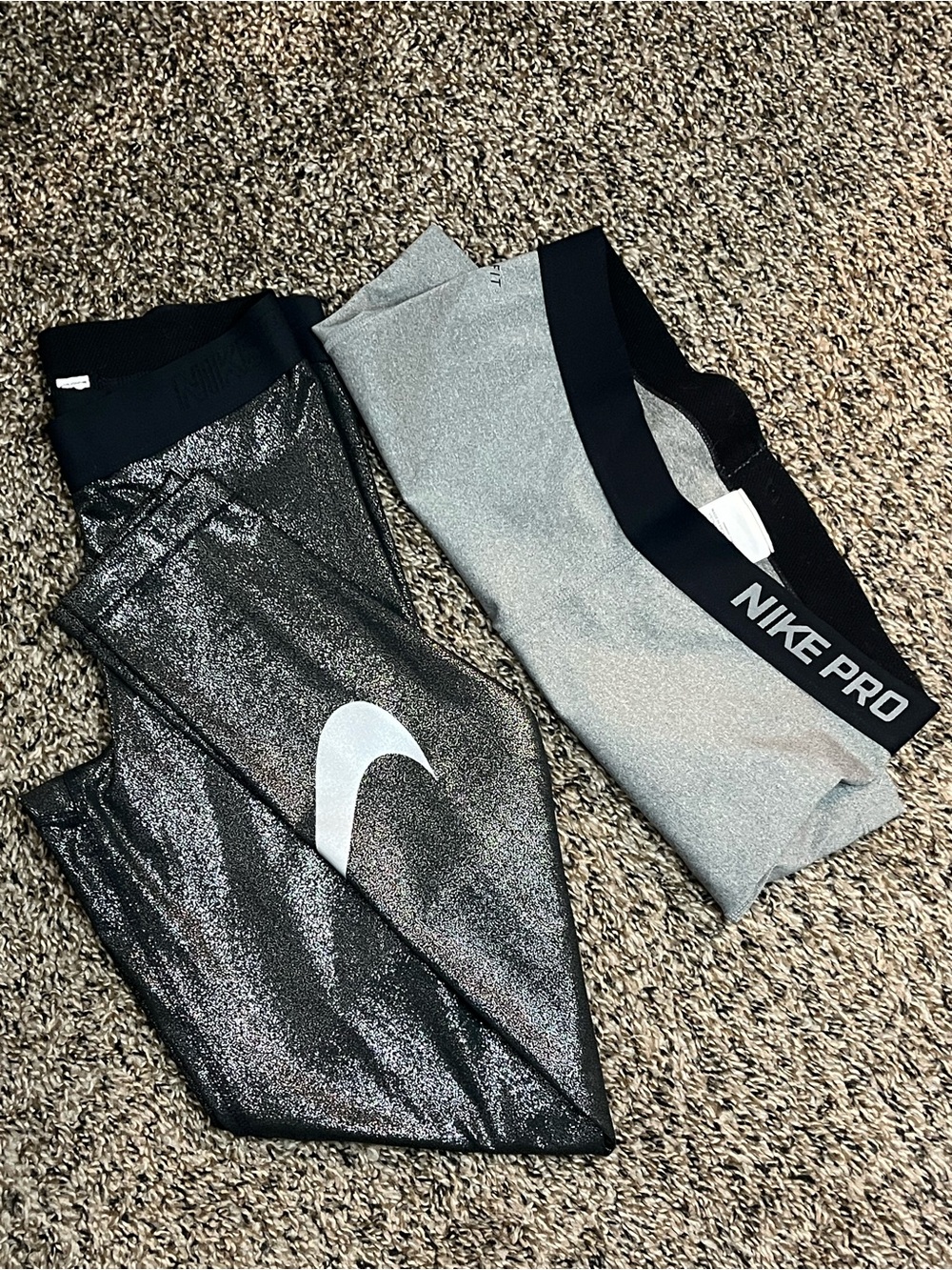 Nike Pro Dri-FIT Leggings & Compression Shorts Bundle | Gray & Black - Picture 4 of 15